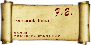 Formanek Emma névjegykártya